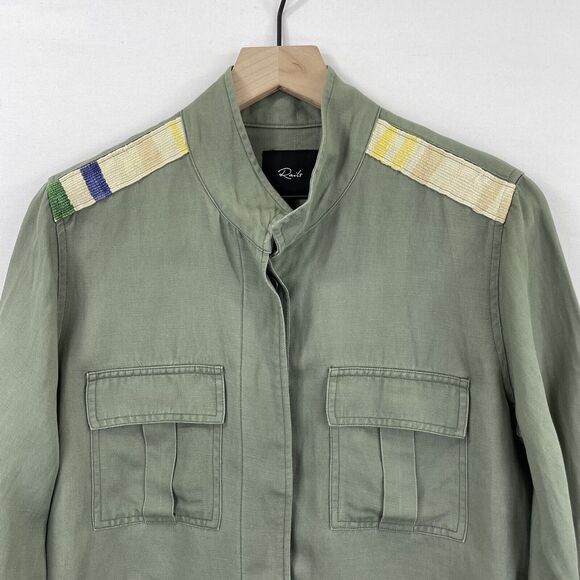 Rails Jacket‎ Womens Small Green Relaxed Linen Military Utility Festival Coastal - Picture 3 of 16
